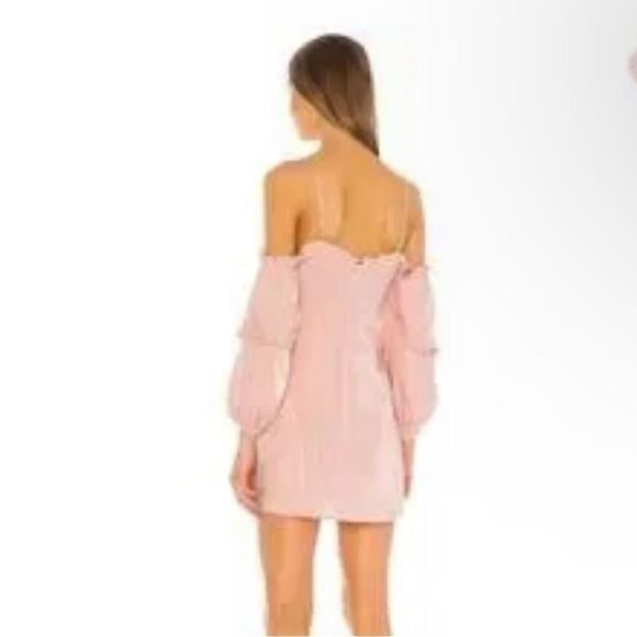 Majorelle Tempest Mini Dress pink cloud off shoulder ruffles Sz S Revolve NWOT - Picture 2 of 7